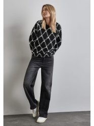 Street One Sweter w kolorze czarno-białym rozmiar: 38. Białe swetry Street One, bez wzorów, ze splotem, street, bez ramiączek. Za 105.63 zł.