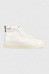 Calvin Klein sneakersy skórzane Vulc High Top kolor biały. Białe buty sportowe lifestyle Calvin Klein, bez wzorów, z gumy, sportowe, z okrągłym noskiem, bez zapięcia. W wyprzedaży za 344.99 zł.