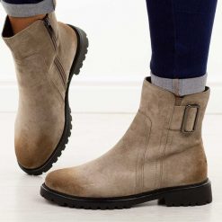 Khaki zamszowe botki damskie Potocki 19328. Brązowe botki POTOCKI, bez wzorów, z jeansu, casualowe, z okrągłym noskiem, bez obcasa, bez zapięcia. Za 219.00 zł.