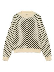 Vero Moda Sweter w kolorze beżowo-czarnym rozmiar: XS. Brązowe swetry Vero Moda, s, bez wzorów, bez ramiączek. Za 82.99 zł.