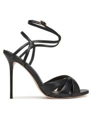 Eva Minge Sandały ROSE-LT934-36 Czarny. Czarne sandały Eva Minge, bez wzorów, ze skóry, bez obcasa, na szpilce, bez zapięcia. Za 343.99 zł.