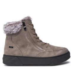 Botki Caprice. Brązowe botki Caprice, bez wzorów, bez obcasa, na płaskiej podeszwie, bez zapięcia. Za 279.99 zł.