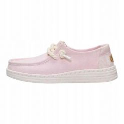 HEYDUDE Damskie Mokasyny Wendy Espadrille Hibiscus. Białe mokasyny Hey dude, bez wzorów, z materiału. Za 359.00 zł.