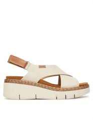 Pikolinos Sandały Gomera W0K-0606C1 Biały. Białe sandały Pikolinos, bez wzorów, ze skóry, bez obcasa, na koturnie, bez zapięcia. Za 599.99 zł.