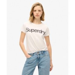 Koszulka Core Logo City. Białe t-shirty sportowe Superdry, bez wzorów, bez ramiączek. W wyprzedaży za 125.90 zł.