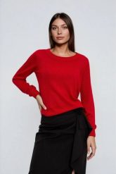 Sweter z wiskozy czerwony. Czerwone swetry MOODO, l, bez wzorów, z wiskozy, bez ramiączek. Za 119.99 zł.