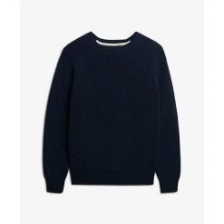 Sweter żeński w prążki Superdry. Niebieskie swetry Superdry, uniwersalny, z aplikacjami, z dzianiny, eleganckie, bez ramiączek. Za 275.50 zł.