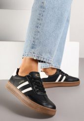 Czarno-Białe Sneakersy Sportowe z Ozdobnymi Paskami i Przeszyciami Wenilan. Czarne buty sportowe lifestyle Renee, bez wzorów, z jeansu, eleganckie, bez zapięcia. W wyprzedaży za 91.99 zł.