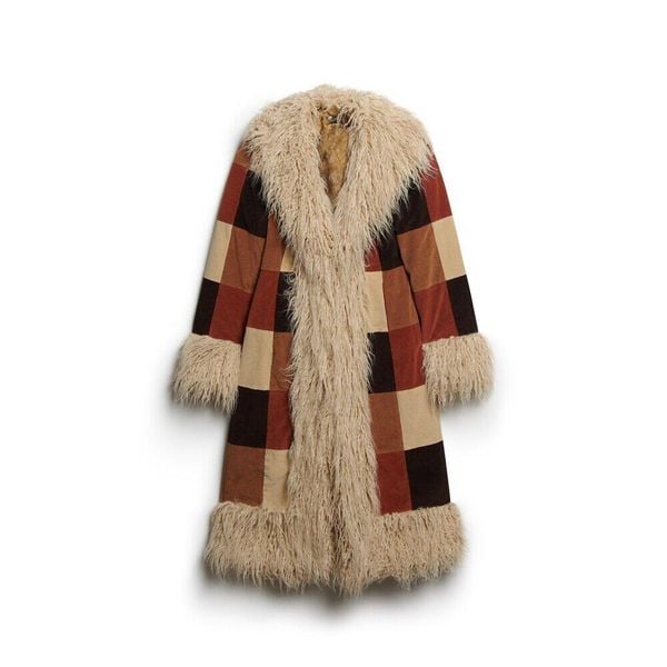 Damski długi płaszcz Superdry Afghan Patchwork. Brązowe płaszcze Superdry, s, bez wzorów, z bawełny, boho, bez kaptura. Za 1,238.15 zł.