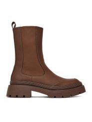 DeeZee Botki 13096-10 Brązowy. Brązowe botki DeeZee, bez wzorów, z materiału, bez obcasa, na płaskiej podeszwie, bez zapięcia. Za 179.99 zł.