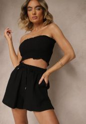 Czarne Ażurowe Szorty z Bawełny Nevorene. Czarne szorty Renee, w ażurowe wzory, z bawełny, eleganckie. W wyprzedaży za 51.99 zł.