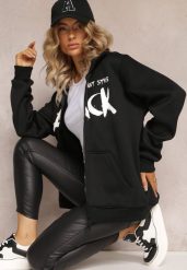 Czarna Bluza Zapinana na Suwak z Kieszeniami i Półgolfem Ubaviela. Czarne bluzy Renee, l, bez wzorów, bez kaptura. W wyprzedaży za 71.99 zł.