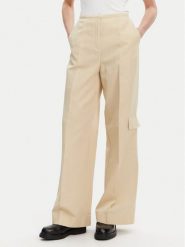 Calvin Klein Spodnie materiałowe K20K208168 Beżowy Wide Leg. Brązowe spodnie materiałowe Calvin Klein, bez wzorów, z bawełny. Za 479.99 zł.