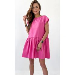 Sukienka Beauty Candy. Różowe sukienki ClothStore, s, bez wzorów, z bawełny, bez kołnierzyka, bez ramiączek, oversize. W wyprzedaży za 119.25 zł.