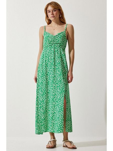 Happiness Istanbul Sukienka w kolorze zielonym rozmiar: 36. Zielone sukienki Happiness Istanbul, bez wzorów, bez kołnierzyka, bez ramiączek, maxi. Za 83.42 zł.