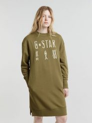 G-Star Sukienka dresowa w kolorze khaki rozmiar: XL. Brązowe sukienki G-Star, xl, bez wzorów, z dresówki, retro, bez kołnierzyka, bez ramiączek, midi. Za 207.39 zł.