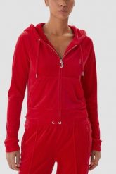 JUICY COUTURE Czerwona bluza damska Madison Outline, Rozmiar XS. Czerwone bluzy Juicy Couture, s, bez wzorów, z materiału, z kapturem. W wyprzedaży za 278.99 zł.