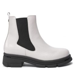 Botki Caprice. Białe botki Caprice, bez wzorów, bez obcasa, na płaskiej podeszwie, bez zapięcia. Za 249.99 zł.