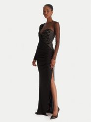 Elisabetta Franchi Sukienka wieczorowa AB-R22-57E2-V890 Czarny Slim Fit. Czarne sukienki Elisabetta Franchi, bez wzorów, z wiskozy, wizytowe, bez kołnierzyka, bez ramiączek. Za 3,859.00 zł.