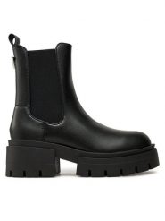Guess Sztyblety Charlotte FLFCHT ELE10 Czarny. Czarne botki Guess, z aplikacjami, ze skóry, bez obcasa, na płaskiej podeszwie, bez zapięcia. Za 367.00 zł.