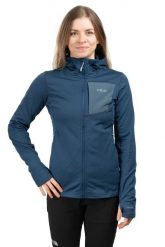 Bluza z kapturem damska Rab Superflux Hoody. Niebieskie bluzy RAB, s, bez wzorów, z materiału, bez ramiączek, z kapturem. Za 429.99 zł.