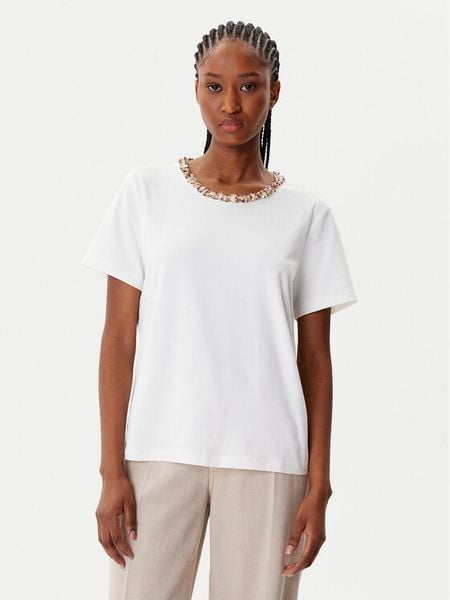 Morgan Bluzka 252-DANY Biały Regular Fit. Białe bluzki Morgan, xs, bez wzorów, z syntetyku, bez kołnierzyka, bez ramiączek. Za 89.99 zł.