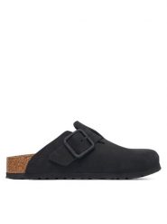 Birkenstock Klapki Boston Wire Buckle 1031575 Czarny. Czarne klapki Birkenstock, bez wzorów, z nubiku, bez obcasa, bez zapięcia. Za 779.99 zł.