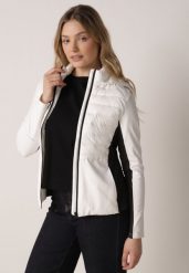 Biała Pikowana Kurtka Przejściowa z Kapturem i Elastycznymi Rękawami Nikitha. Białe kurtki przejściowe sportowe Born2be, l, bez wzorów, z jeansu, z kapturem. Za 139.99 zł.