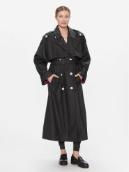 Tommy Hilfiger Trencz WW0WW40483 Czarny Oversize. Czarne płaszcze Tommy Hilfiger, m, bez wzorów, z bawełny, bez kaptura. Za 2,319.00 zł.
