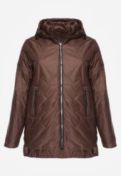 Brązowa Przejściowa Pikowana Kurtka z Odpinanym Kapturem Nevistta. Brązowe kurtki Born2be, plus size, bez wzorów, z jeansu, biznesowe. Za 149.99 zł.