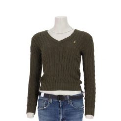 Second life - Sweter damski Polo Ralph Lauren z warkoczowym splotem - Jak nowy. Zielone swetry Ralph Lauren, l, bez wzorów, z dzianiny, casualowe, bez ramiączek. Za 212.96 zł.