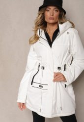 Biała Kurtka w Stylu Parki na Napy ze Ściągaczami w Pasie Ardodia. Białe kurtki Renee, l, bez wzorów, z jeansu, eleganckie, z kapturem. W wyprzedaży za 262.49 zł.