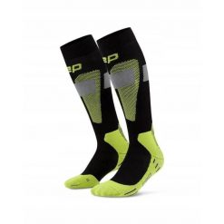 Damskie sportowe podkolanówki kompresyjne na zimę z wełną merino CEP. Czarne skarpetki CEP, bez wzorów, z elastanu. Za 199.00 zł.