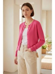 ASSUILI Kardigan w kolorze różowym rozmiar: 34. Różowe swetry Assuili, bez wzorów, bez ramiączek. Za 100.99 zł.