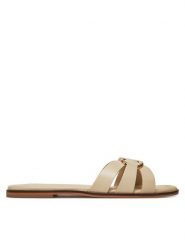 TWINSET Klapki 251TGT090 Beżowy. Brązowe klapki Twinset, bez wzorów, ze skóry, bez obcasa, bez zapięcia. Za 569.99 zł.