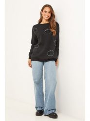 Soft Cashmere Sweter w kolorze czarnym rozmiar: 38/40. Czarne swetry Soft Cashmere, z aplikacjami, z kaszmiru, klasyczne, bez ramiączek. Za 139.54 zł.