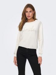 ONLY Bluza w kolorze białym rozmiar: L. Białe bluzy ONLY, l, bez wzorów, bez ramiączek, bez kaptura. Za 79.03 zł.