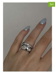 Heliophilia Pierścionki (2 szt.) z cyrkoniami rozmiar: onesize. Szare pierścionki Heliophilia, z cyrkonią, srebrne. Za 143.56 zł.