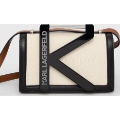 Karl Lagerfeld torebka kolor beżowy. Brązowe listonoszki KARL LAGERFELD, bez wzorów, na ramię, bez dodatków. Za 1,299.90 zł.
