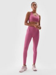4F Legginsy treningowe bezszwowe z wysokim stanem damskie - różowe XS/S. Czerwone legginsy 4f, s, bez wzorów, z dzianiny, z podwyższonym stanem, na fitness i siłownię. W wyprzedaży za 79.99 zł.