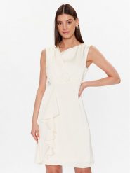 DKNY Sukienka koktajlowa DD2K2383 Écru Regular Fit. Sukienki DKNY, bez wzorów, z syntetyku, wizytowe, bez kołnierzyka, bez ramiączek. Za 529.99 zł.