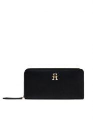 Tommy Hilfiger Duży Portfel Damski Th Logotape Lrg Za AW0AW17266 Czarny. Czarne portfele Tommy Hilfiger, bez wzorów, ze skóry. Za 289.99 zł.