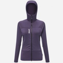 Bluza turystyczna damska Millet Fusion Grid Hoodie active fit Polartec PowerGrid. Czarne bluzy z kapturem Millet, m, bez wzorów, z elastanu, z kapturem, trekkingowe. Za 578.51 zł.