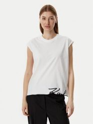 KARL LAGERFELD T-Shirt B2W17018 Biały Regular Fit. Białe t-shirty KARL LAGERFELD, l, bez wzorów, z bawełny, bez kołnierzyka, bez ramiączek. Za 429.99 zł.