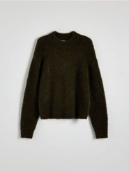 Sweter z domieszką wełny - zielony. Zielone swetry Reserved, l, bez wzorów, z dzianiny, bez ramiączek. W wyprzedaży za 79.99 zł.