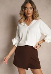 Biała Koszula Ozdobiona Kwiatami 3DTenisela. Białe koszule Renee, bez wzorów, z jeansu, klasyczne, bez kołnierzyka, bez ramiączek. W wyprzedaży za 63.99 zł.