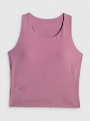 4F Crop-top treningowy szybkoschnący damski - różowy L. Brązowe topy sportowe 4f, l, bez wzorów, z elastanu. Za 99.99 zł.