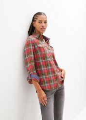 Koszula flanelowa. Niebieskie koszule bonprix, bez wzorów, bez kołnierzyka, bez ramiączek. Za 94.99 zł.