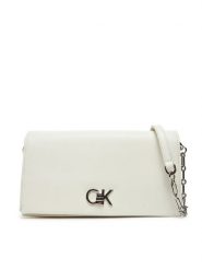 Calvin Klein Torebka Re-Lock Mini Conv LV04F3103G Biały. Białe kopertówki Calvin Klein, bez wzorów, ze skóry, wizytowe, bez dodatków. Za 529.99 zł.