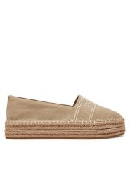 Tommy Hilfiger Espadryle Denim Platform Espadrille FW0FW08543 Beżowy. Brązowe espadryle Tommy Hilfiger, bez wzorów, z denimu, bez obcasa. Za 329.99 zł.